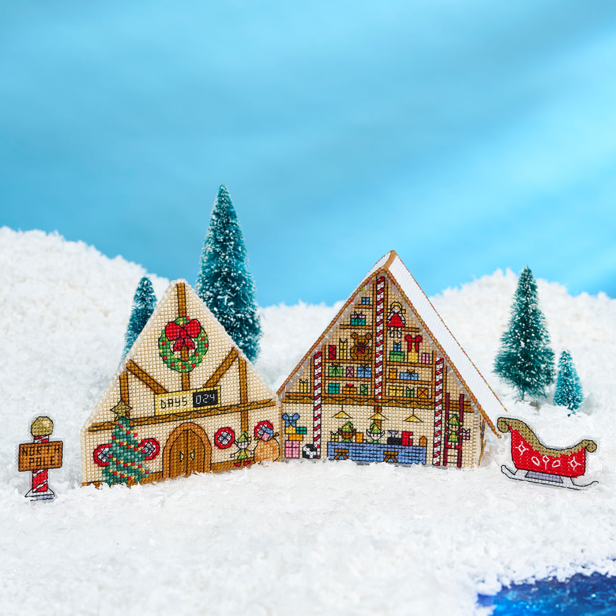 3D Santa's Workshop (North Pole Village - Part 1) Cross Stitch PDF Patterns