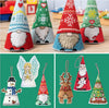 A collage of 3D Christmas cross stitch decorations including Scandi gnomes, Santa, an elf, a snowman, an angel and a reindeer
