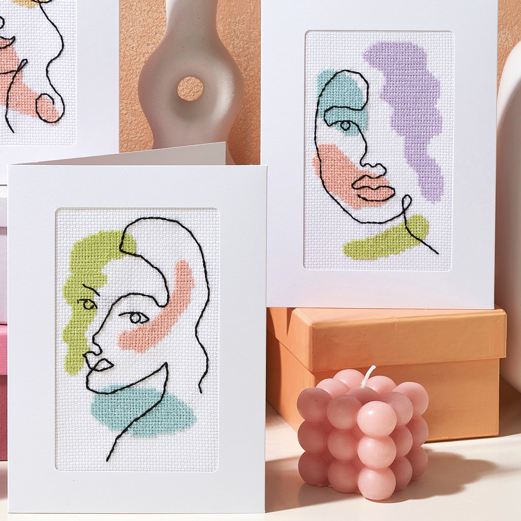 Abstract Portraits Cards Cross Stitch Patterns