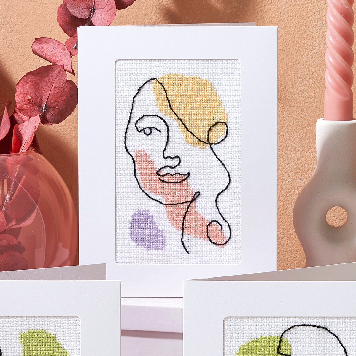 Abstract Portraits Cards Cross Stitch Patterns