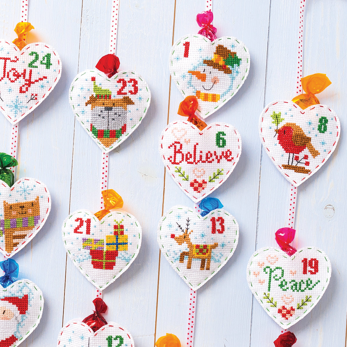 Advent Hearts Cross Stitch PDF Patterns