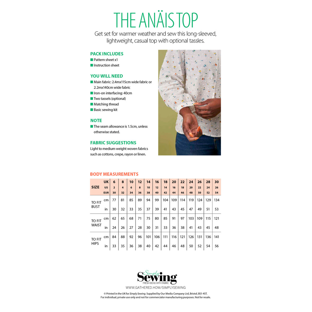 Anais Top Sewing Pattern PDF