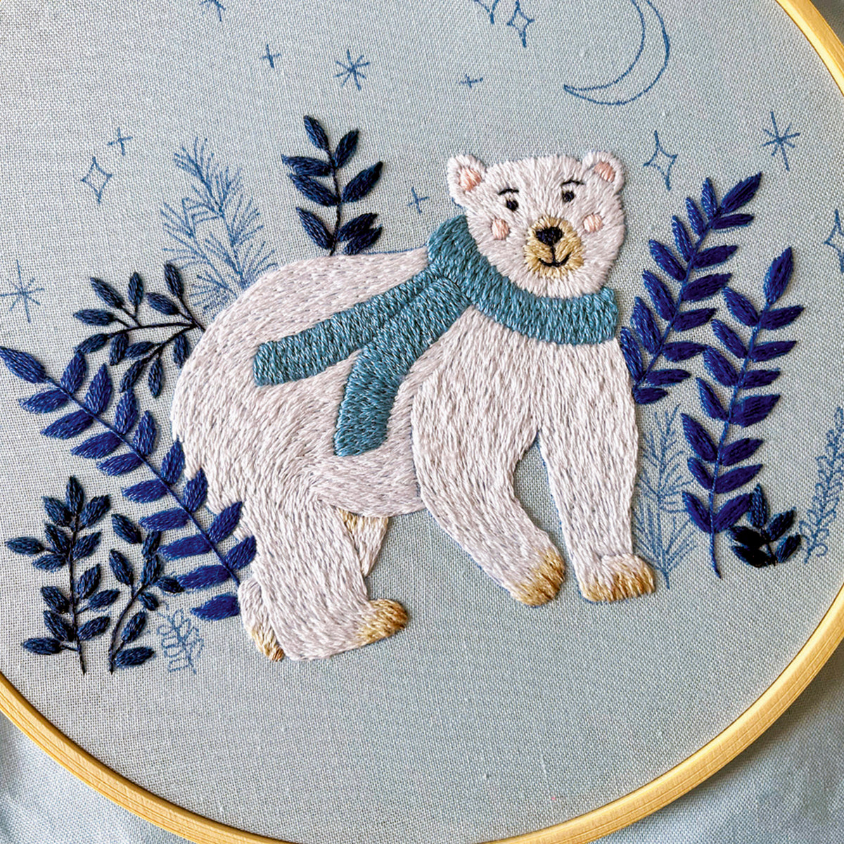 Arctic Explorer Polar Bear Hoop Embroidery Pattern PDF