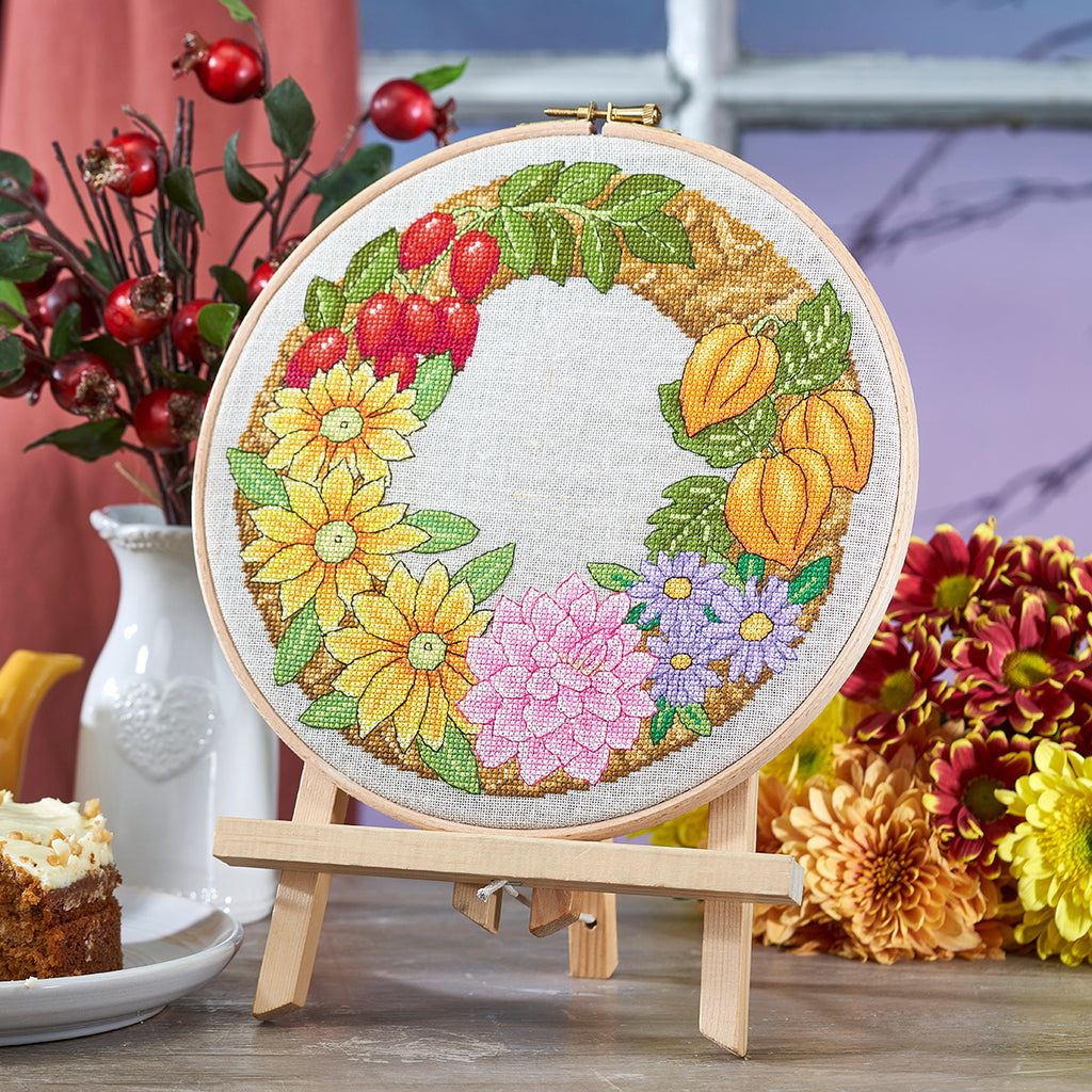 Autumn Flower Wreath Cross Stitch PDF Pattern