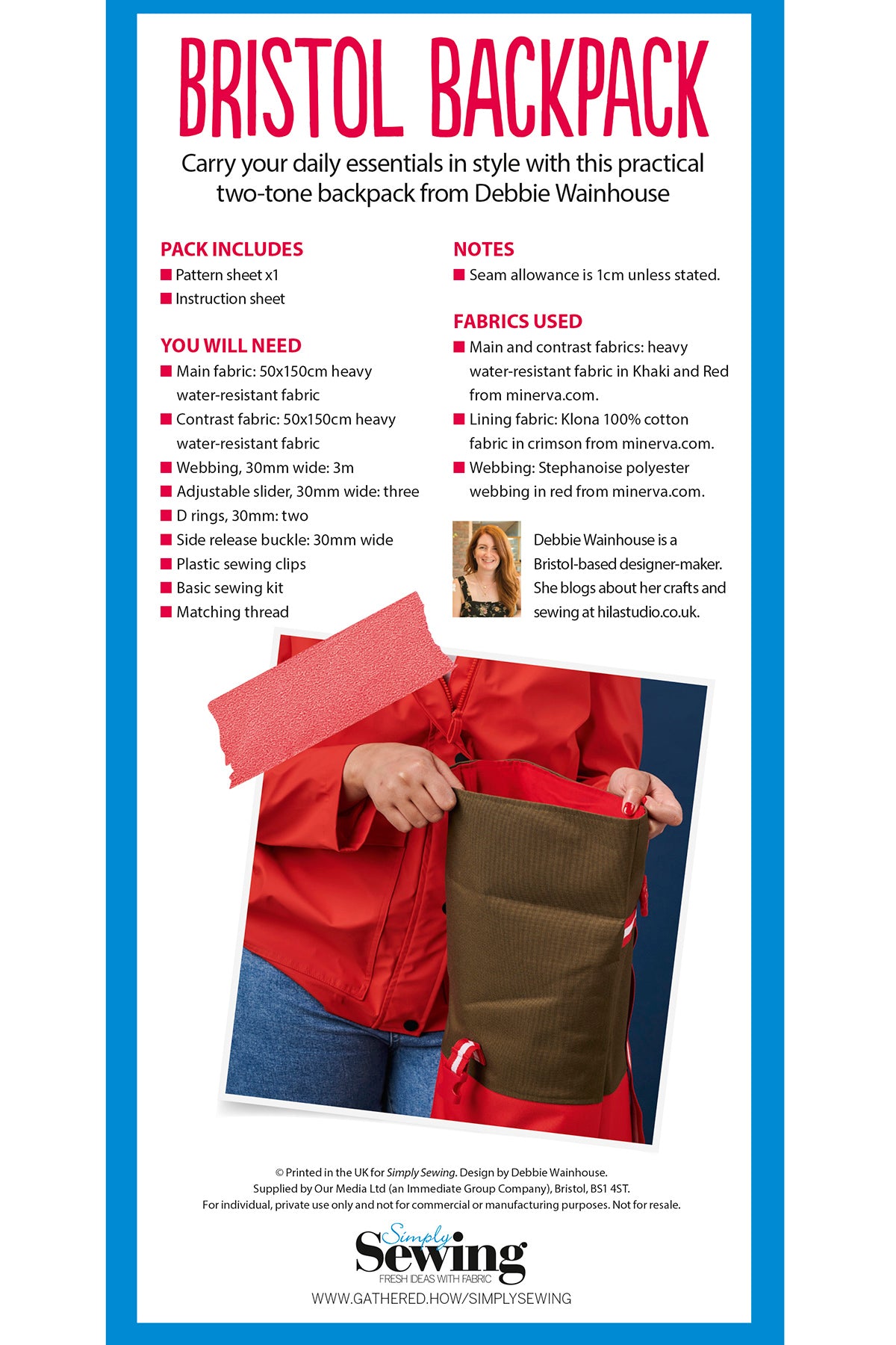 Bristol Backpack Sewing Pattern PDF