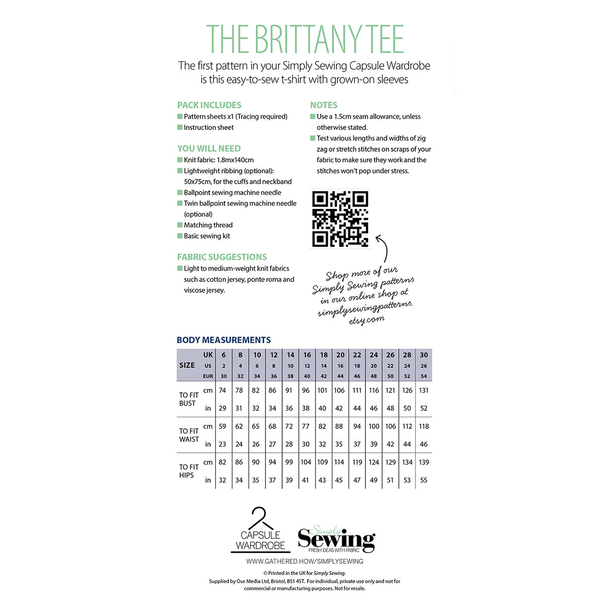 Brittany Tee Sewing Pattern PDF