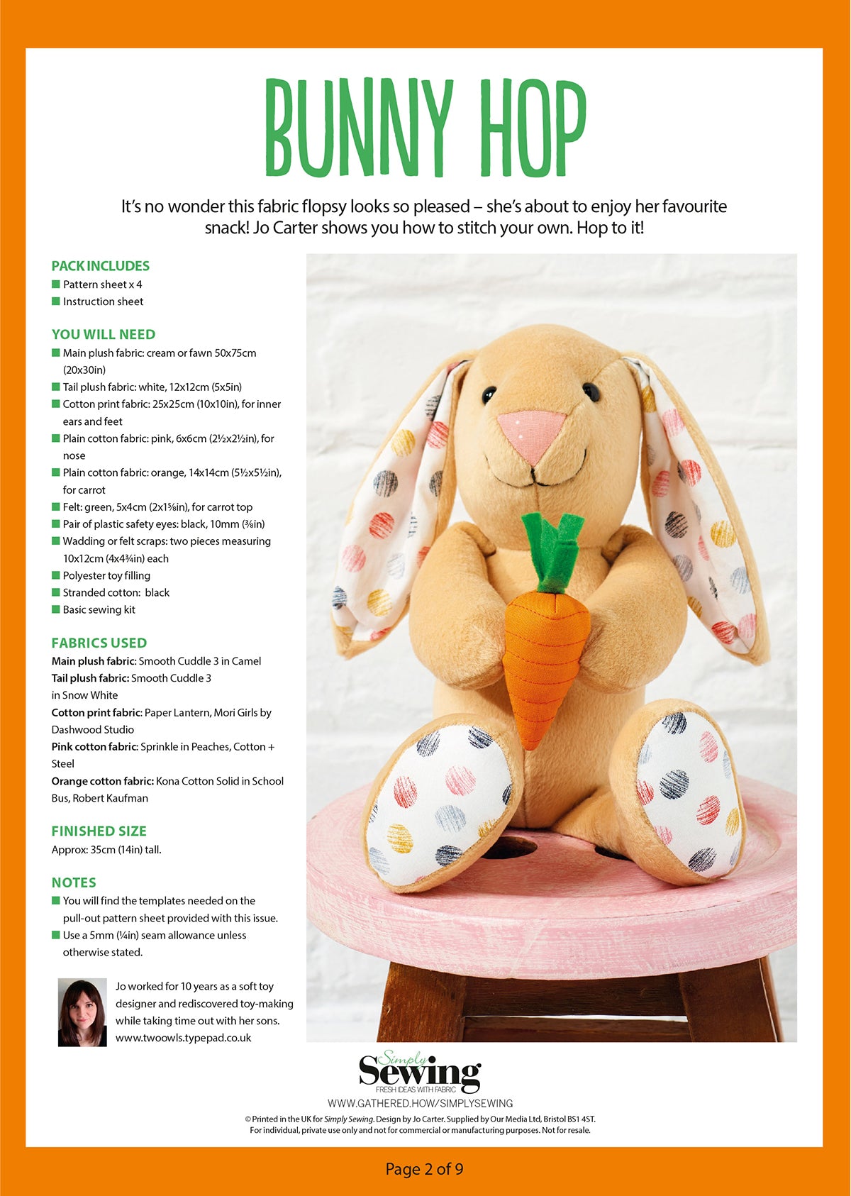 Easter Bunny Toy Sewing Pattern PDF