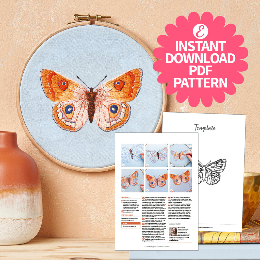 Beautiful Butterfly Embroidery Hoop Pattern PDF