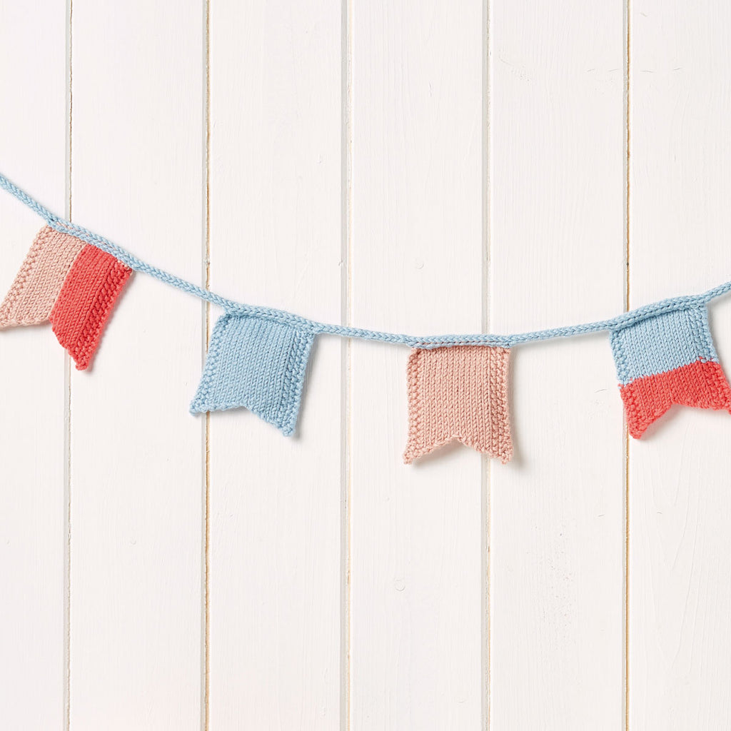 closeup of knitted flag bunting