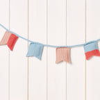 closeup of knitted flag bunting
