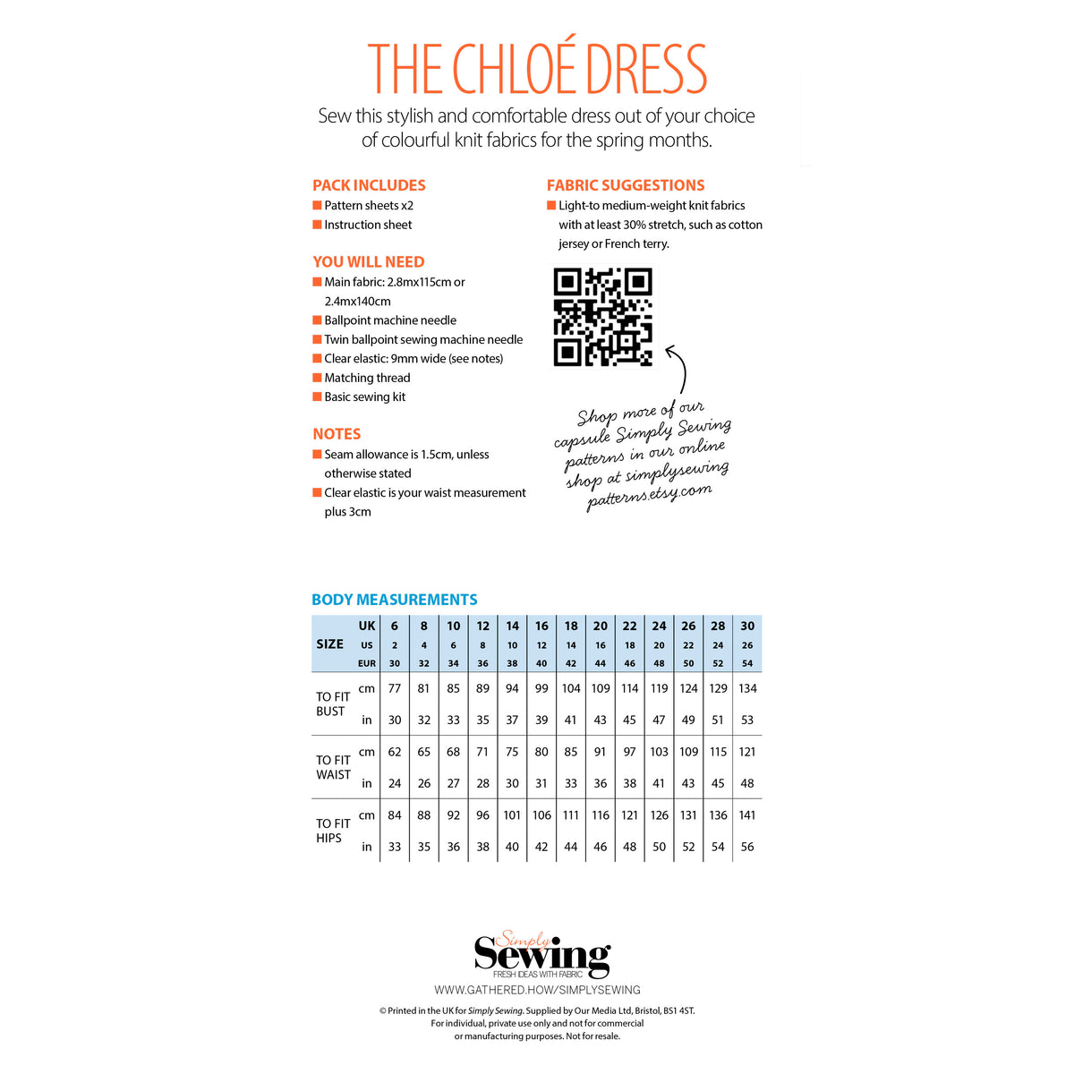 Chloe Dress Sewing Pattern PDF