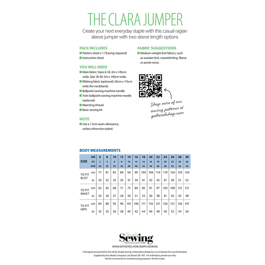 Clara Jumper Sewing Pattern PDF
