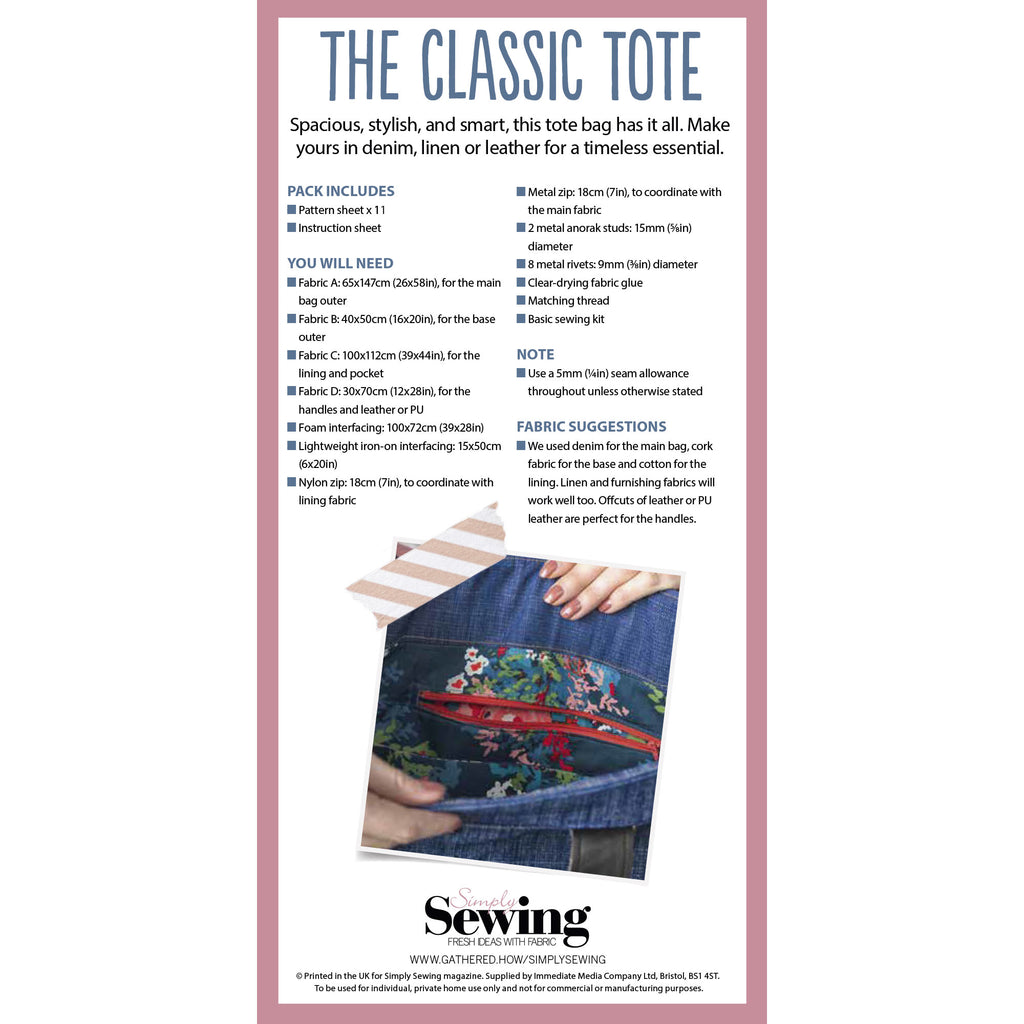 Classic Tote Sewing Pattern PDF
