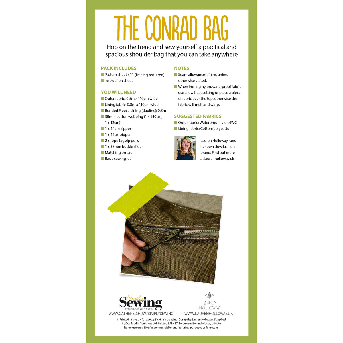 Conrad Bag Sewing Pattern PDF
