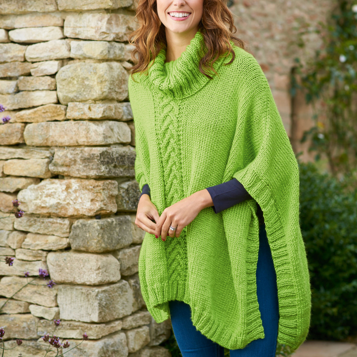 Cabled Poncho Knitting Pattern PDF
