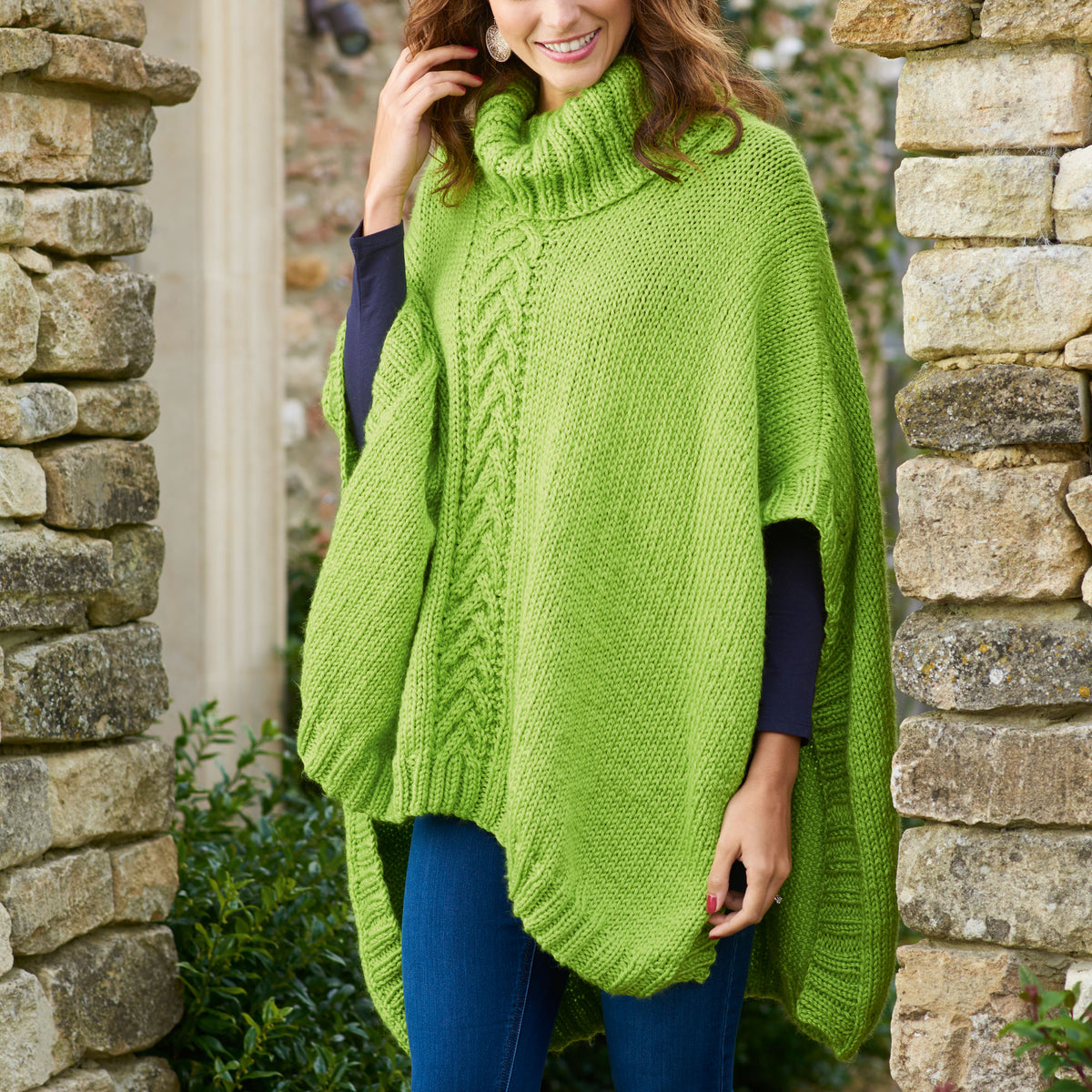 Cabled Poncho Knitting Pattern PDF