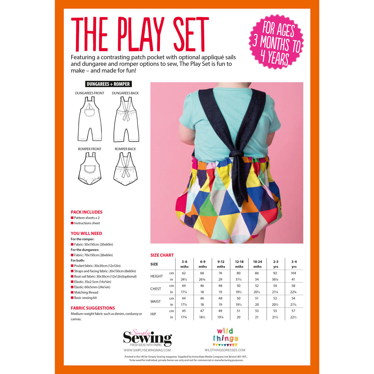 Childrens Dungarees and Romper Sewing Pattern PDF