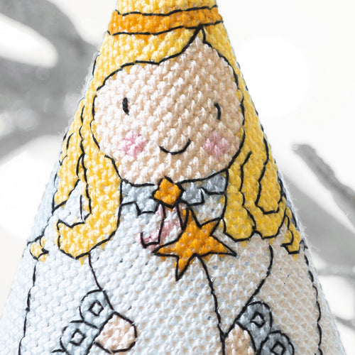 Cross stitch angel design on a white background
