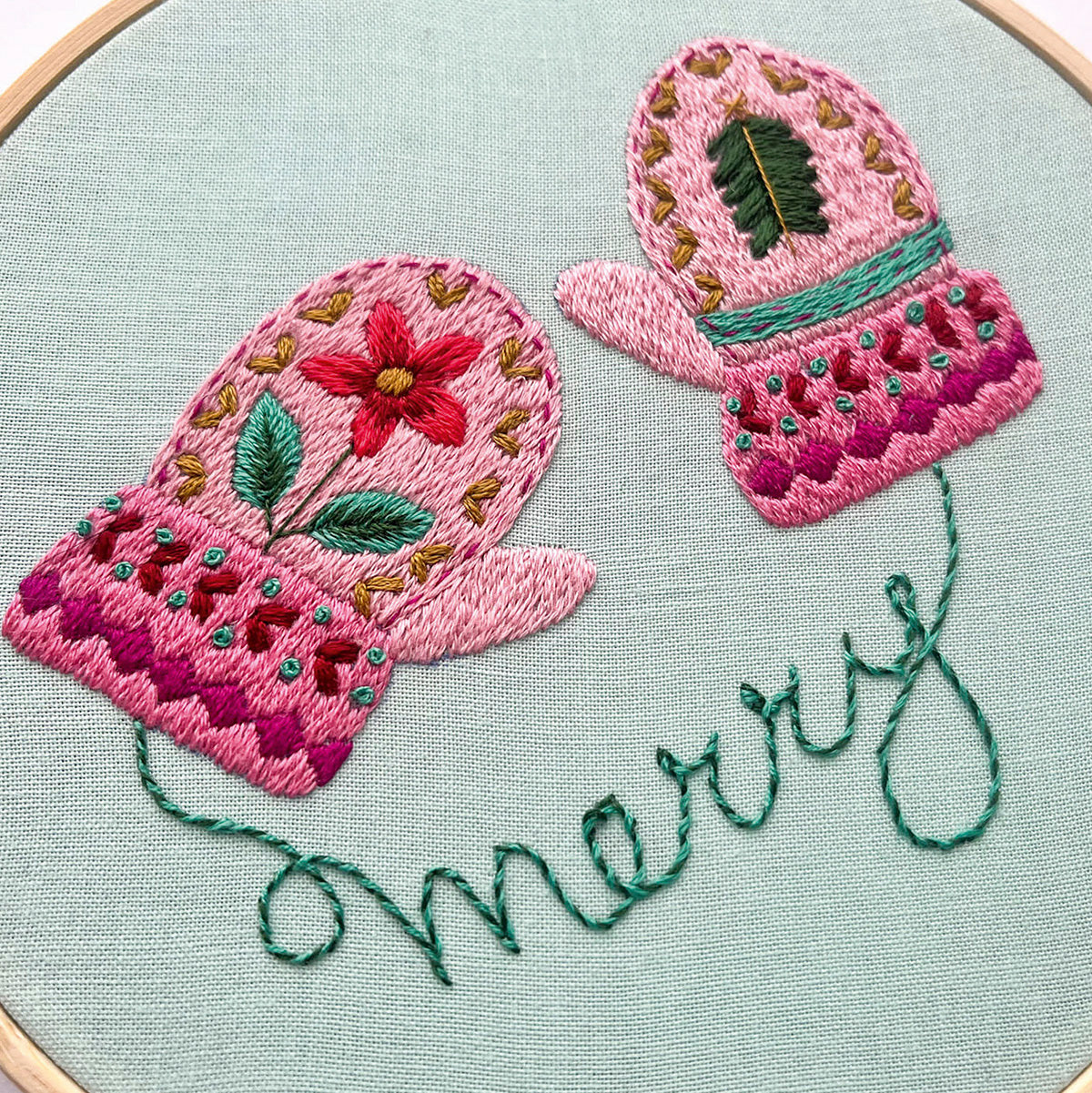 Christmas Mittens Hoop Embroidery Pattern PDF