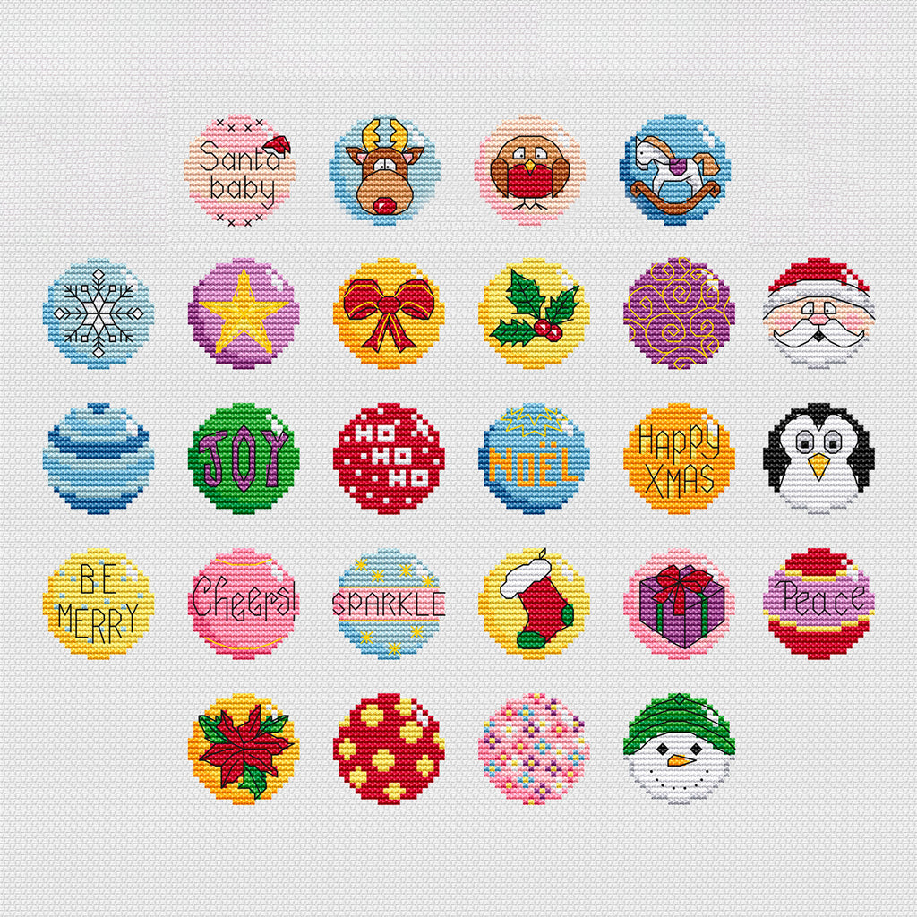 Mini Bauble Tags Cross Stitch PDF Pattern