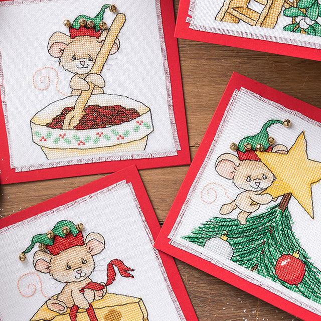 Cute Mice Christmas Cards Cross Stitch PDF Patterns