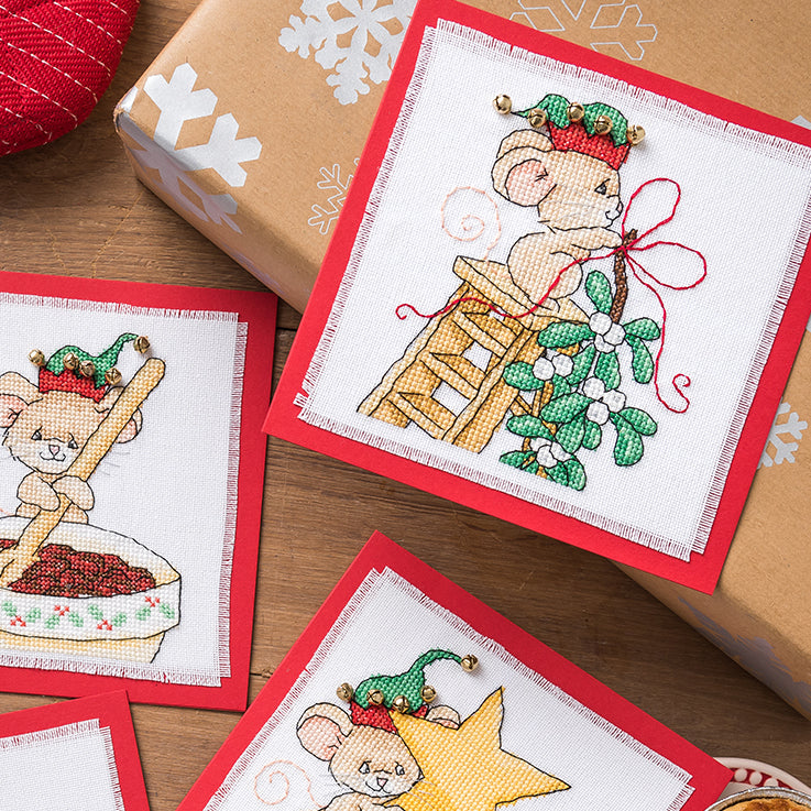 Cute Mice Christmas Cards Cross Stitch PDF Patterns