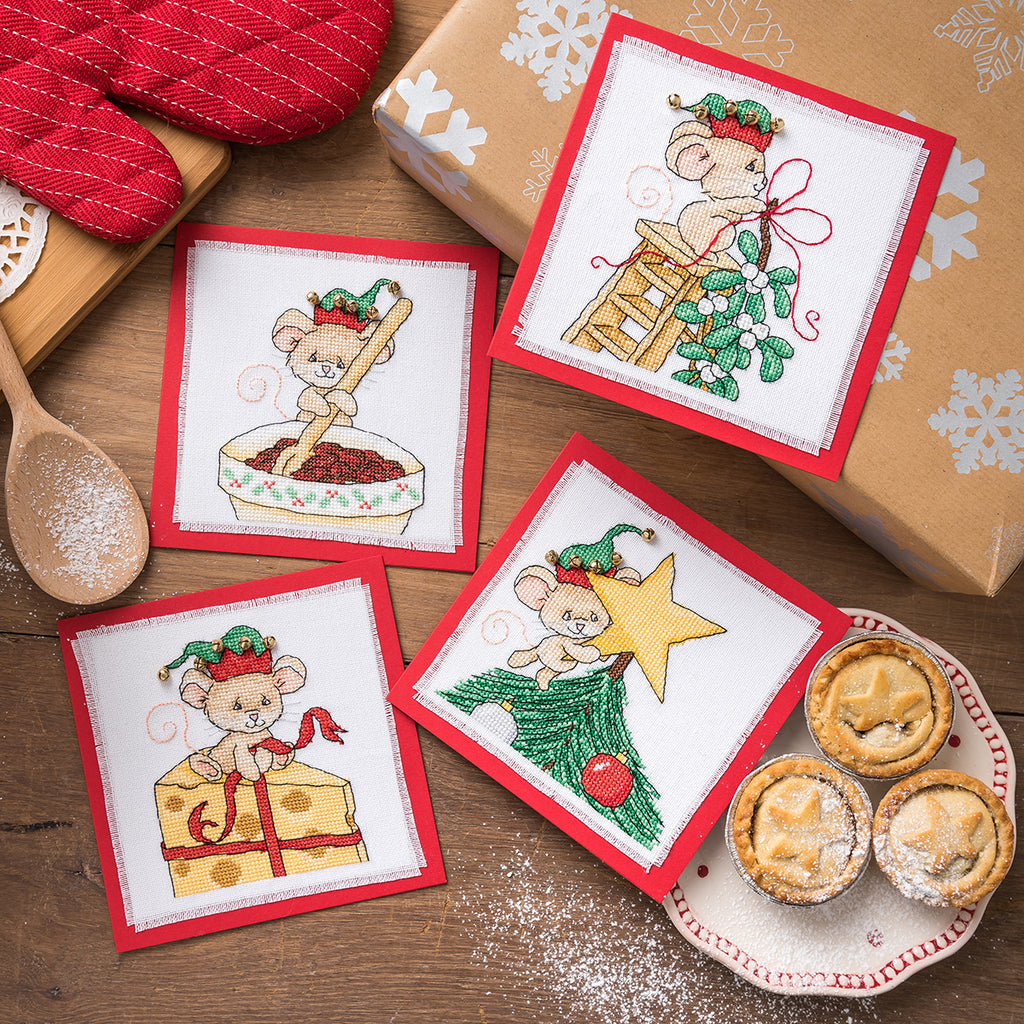 Cute Mice Christmas Cards Cross Stitch PDF Patterns