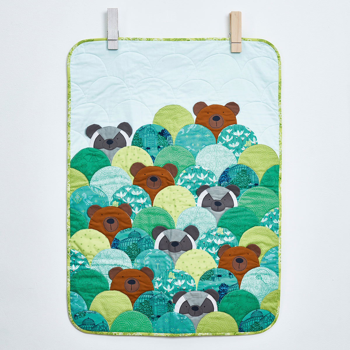 Clamshell Bear & Raccoon Mini Quilt