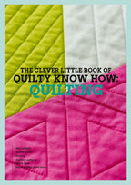 Cover of a quilting book featuring bold text over a vibrant quilted pattern in lime green, white, and pink. Keywords include quilting patterns and techniques.