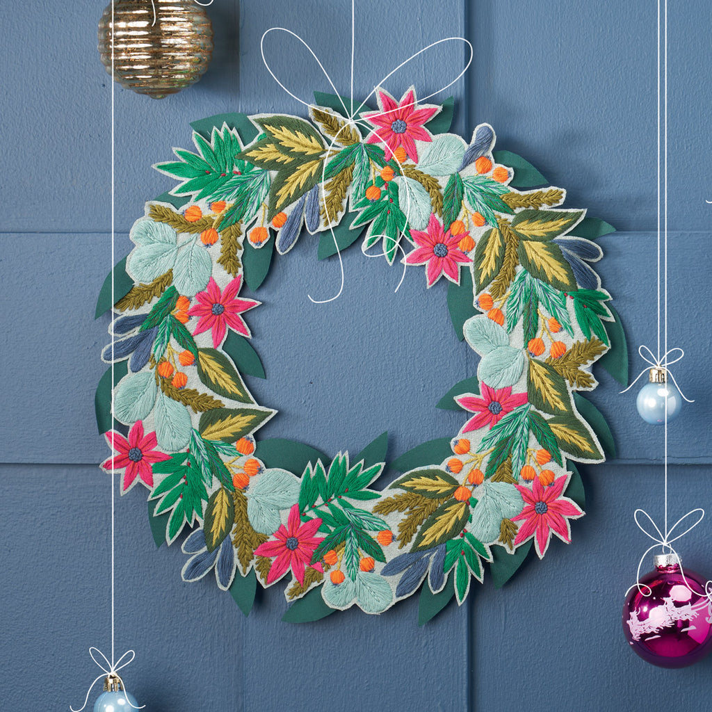 Deck the Halls Christmas Wreath Embroidery Pattern PDF