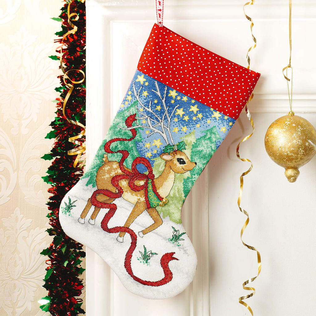 Reindeer Stocking Cross Stitch PDF Pattern