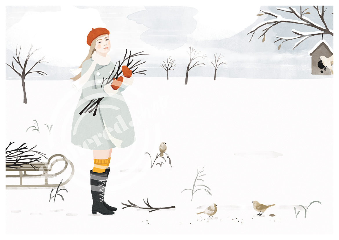 Snowy Scene Digital Art Print PDF by Mateja Kovac