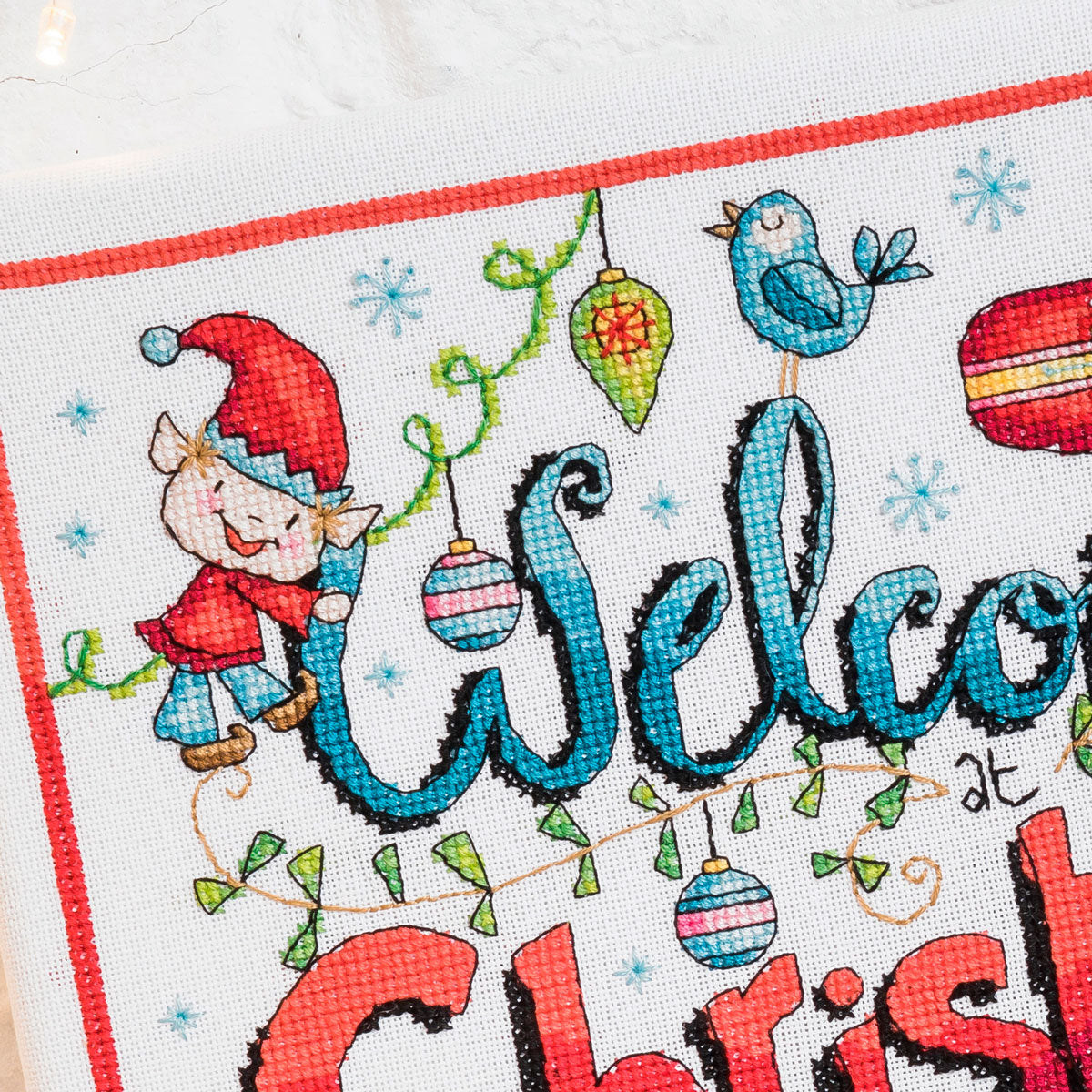 Elf Welcome Sign Cross Stitch PDF Pattern