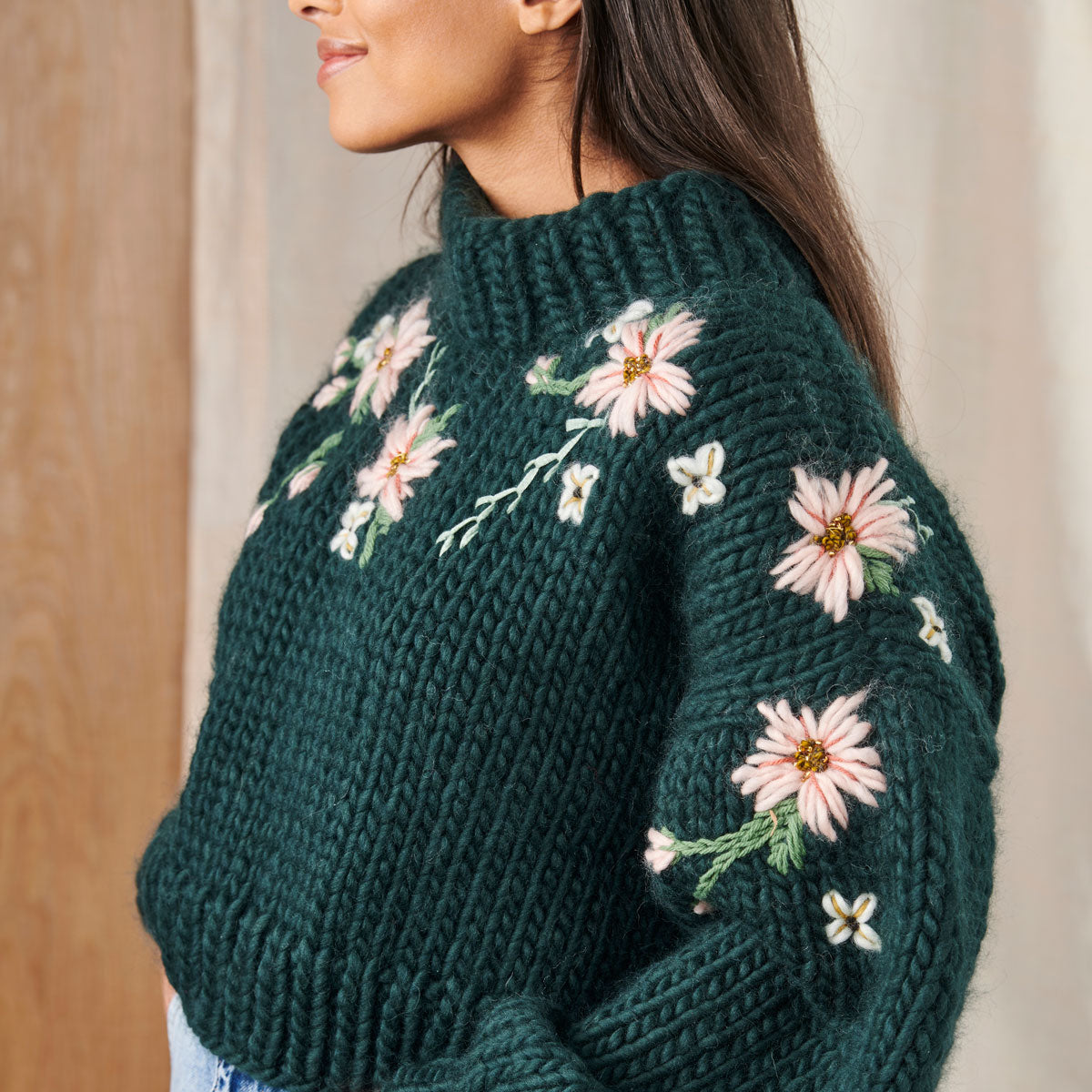 jumper knitting pattern with embroidery detail