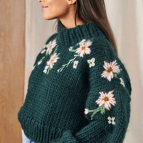 jumper knitting pattern with embroidery detail