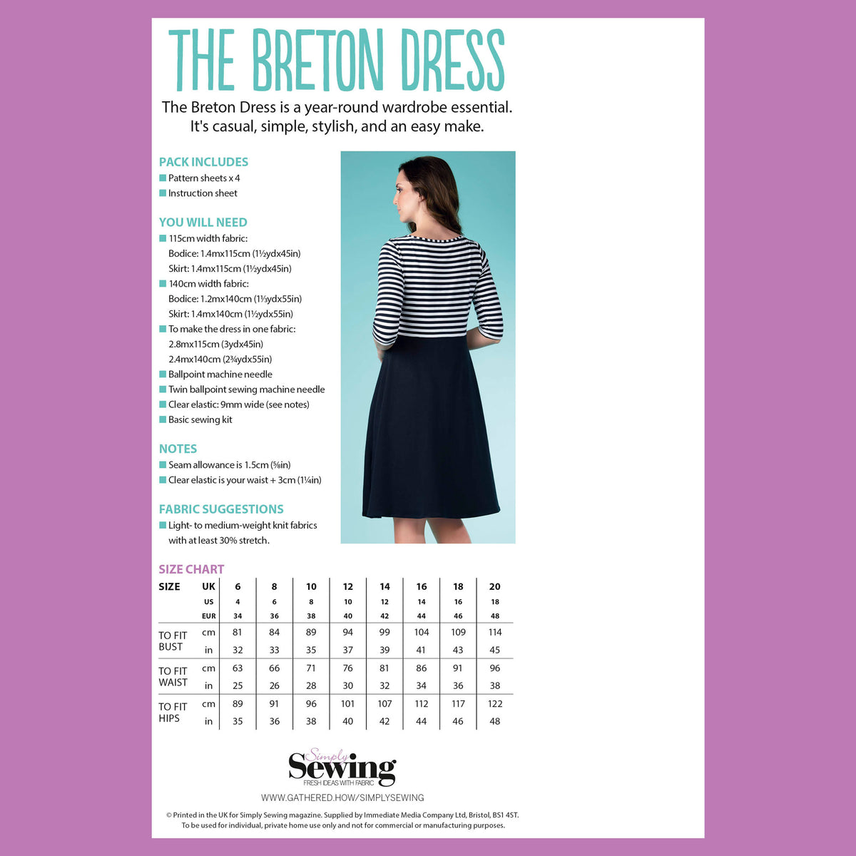 Breton Dress Sewing Pattern PDF