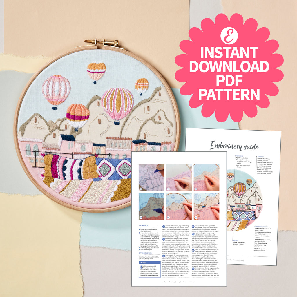 Hot Air Balloons Embroidery Hoop Pattern PDF
