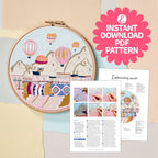 Hot Air Balloons Embroidery Hoop Pattern PDF