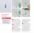 Step-by-step guide to Granitos Stitch with text and illustrations on a white background