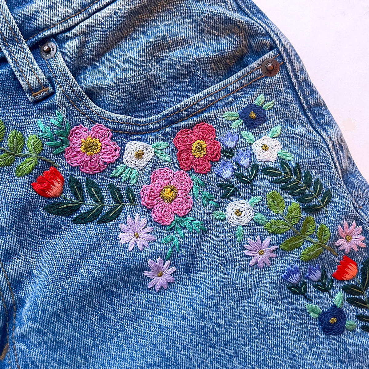 Floral Motifs for Jeans/Denim Embroidery Pattern PDF