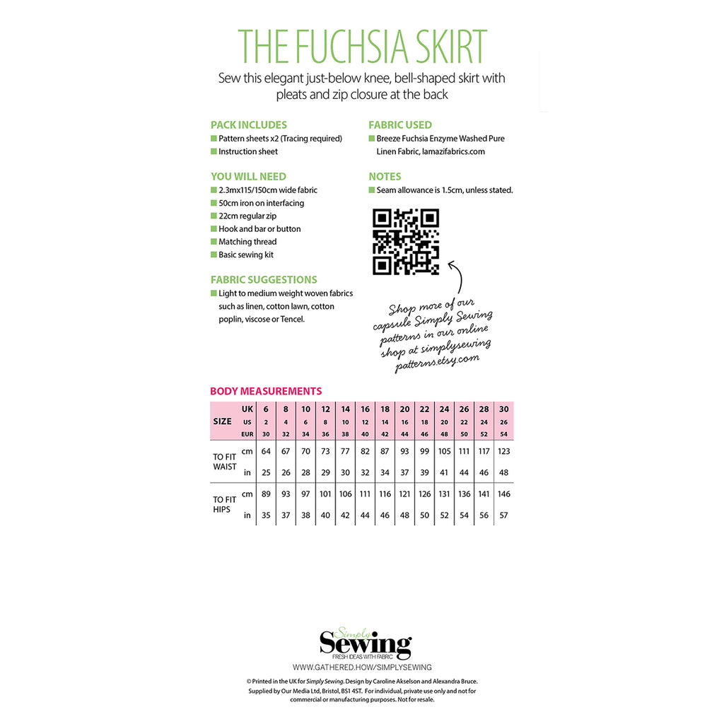 Fuchsia Midi Skirt Sewing Pattern PDF