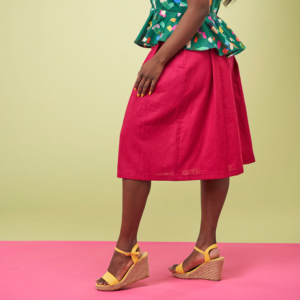 Fuchsia Midi Skirt Sewing Pattern PDF