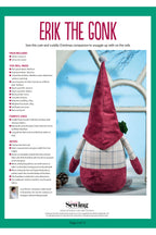 Sewing pattern for 'Erik the Gonk' with a gnome toy and fabric list.