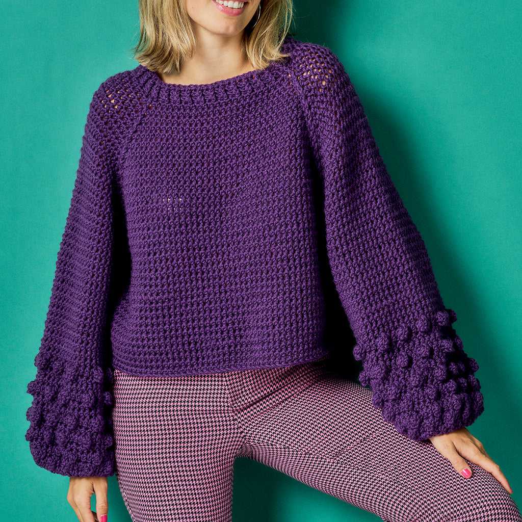 Bobble Sleeve Crochet Jumper Pattern
