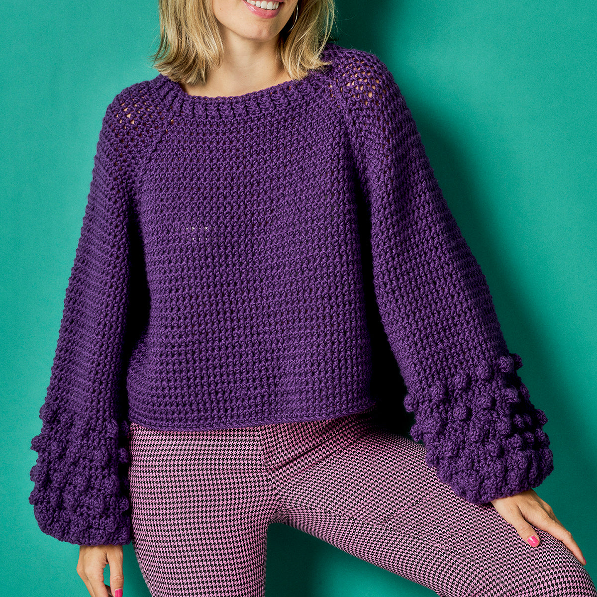 Bobble Sleeve Crochet Jumper Pattern