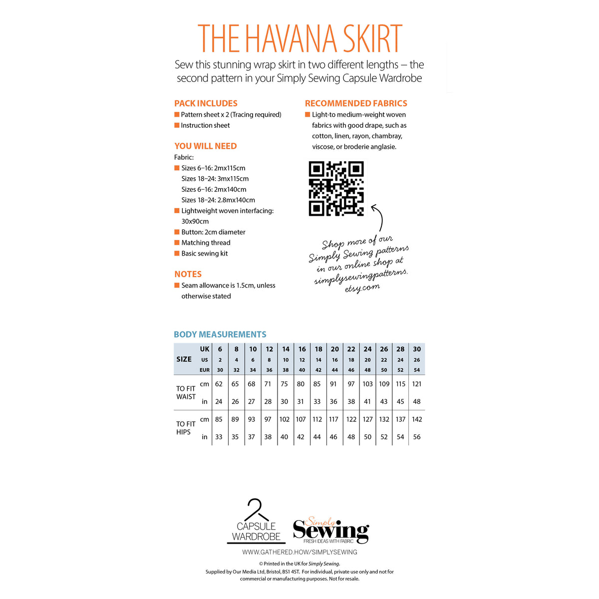 Havana Skirt Sewing Pattern PDF