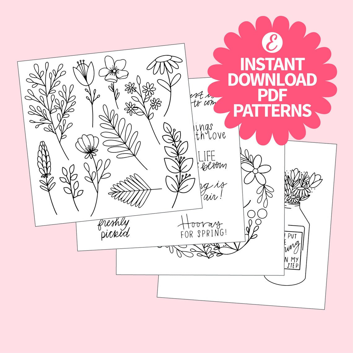 Spring Blooms Bundle with 23 embroidery designs PDF