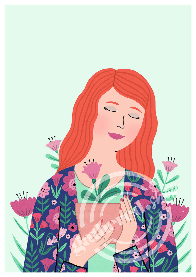 'Finding Calm in Flowers' Digital Art Print PDF by Holly Maguire