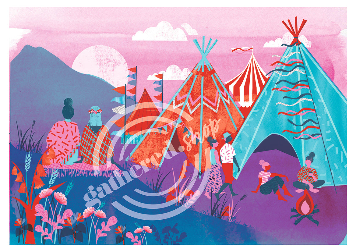 'Festival Vibes' Digital Art Print PDF by Esther Curtis
