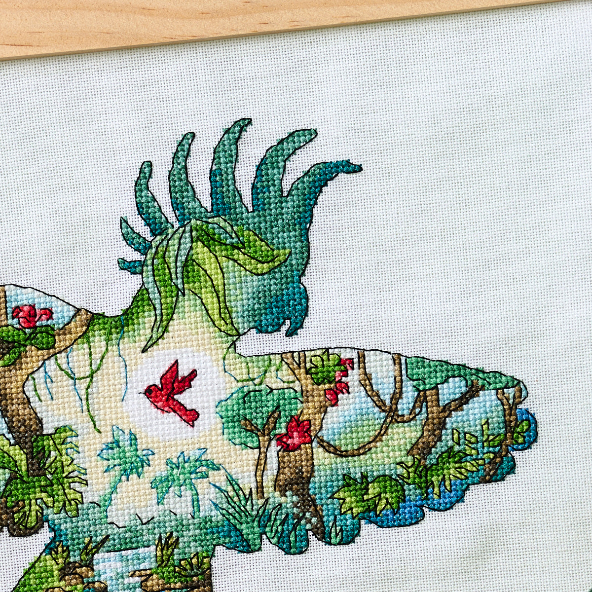Jungle Parrot Silhouette Cross Stitch Pattern PDF
